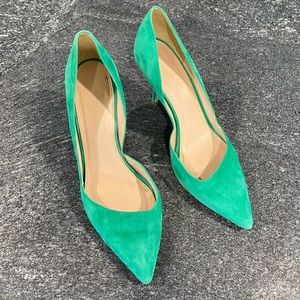 JCrew Green Suede Heels